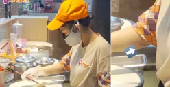 Foto karyawan Dcrepes yang viral karena miliki luka bakar di tangan. (Sumber : Twitter @d_crepes)