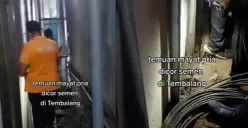 Penemuan mayat dicor semen di toko isi ulang galon dan gas di Tembalang, Kota Semarang, Senin (8/5/2023). (Sumber : TikTok @damar_sinuko)