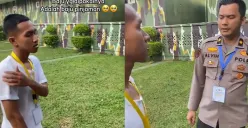 Baju robek yang dikenakan Muhammad Iqbal saat ikut tes masuk polisi di Polda Riau. (Sumber : TikTok @ciwialeena)