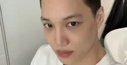 Kai EXO pamer kepala plontos jelang wamil. (Sumber : Bubble)