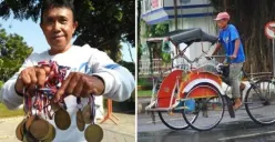 Suharto, mantan atlet yang kini berprofesi sebagai tukang becak (Sumber : instagram)