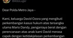 Cuitan keluarga David Ozora soal Mario Dandy tak kunjung disidang. (Sumber : Twitter Alto Banditos)
