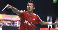 Jonatan Christie saat menumbangkan wakil Taiwan, Chi Yu Jen, di babak 32 besar Malaysia Masters 2023. (Sumber : PBSI)