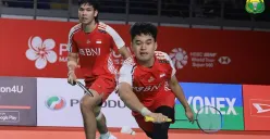 Pasangan ganda putra, Leo Rolly Carnando/Daniel Marthin, saat melawan wakil tuan rumah di semifinal Malaysia Masters 2023. (Sumber : PBSI)