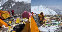 Penampakan Gunung Everest yang dipenuhi sampah (Sumber : Twitter @EverestToday)