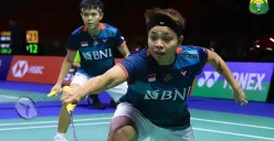Pasangan ganda putri Indonesia, Apriyani Rahayu/Siti Fadia Silva Ramadhanti, belum berhasil juara Hylo Open 2023. (Sumber : PBSI)