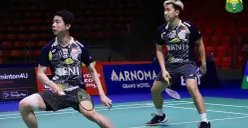 Minions, pasangan ganda putra Marcus/Kevin, melaju ke babak 16 besar Thailand Open 2023, setelah kalahkan wakil Singapura, Jung Liang Andy Kwek/Loh Kean Hean, Kamis 1 Juni 2023. (Sumber : PBSI)
