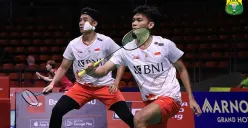 Pasangan ganda putra Muhammad Shohibul FikriBagas Maulana kalahkan wakil India di babak 16 besar Thailand Open 2023, Kamis 1 Juni 2023. (Sumber : PBSI)