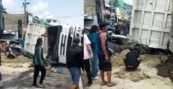Kecelakaan maut di Ngaliyan, truk alami rem blong timpa mobil, 3 orang dinyatakan tewas, Rabu 7 Juni 2023. (Sumber : Instagram @adip_cm)