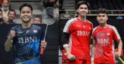 Dua wakil Indonesia yang lolos ke babak perempat final Singapore Open 2023: Anthony Ginting dan Leo/Daniel. (Sumber : PBSI)