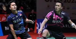 Derbi Merah Putih antara Anthony Ginting vs Jonathan Christie di babak perempat final Indonesia Open 2023, Jumat 16 Juni 2023. (Sumber : PBSI)