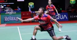 Pasangan ganda campuran Indonesia, Rehan Naufal Kusharjanton/Lisa Ayu Kusumawati, kalah dari pasangan tuan rumah rumah, Tseng Min Hao/Hsieh Pei Shan, di babak 16 besar Taipen Open 2023, Kamis 22 Juni 2023. (Sumber : PBSI)