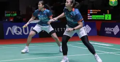 Ana/Tiwi saat mengalahkan pasangan USA, Annie/Kerry di babak perempat final Taipei Open 2023, Jumat 23 Juni 2023. (Sumber : PBSI)