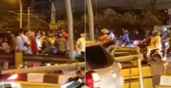 Kecelakaan di Flyover Kalibanteng, Mobil Terguling seusai Tabrak Plang Penunjuk Jalan hingga Roboh