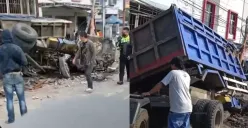 Kecelakaan tunggal di Merakmati, Bawen, truk alami rem blong, sopir meninggal dunia. (Sumber : Instagram @infokejadian_semarang)
