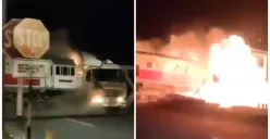 Tabrakan KA Brantas dan Truk Trailer di Madukoro, Semarang Barat. (Sumber : Dokumentasi warga)