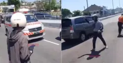 Kecelakaan Tunggal di Flyover Jatingaleh, Driver Ojol Oleng dan Tabrak Pembatas hingga Terlempar ke Sisi Jalan