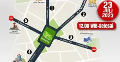 Info pengalihan arus kawasan Simpang Lima hari ini, Minggu 23 Juli 2023. (Sumber : Dishub Kota Semarang)