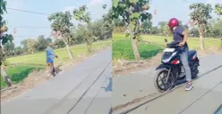 Viral Pengendara Beat Dikejar-kejar Kuli Proyek di Kaligawe Gara-gara Nekat Terobos Jalan Cor Masih Basah
