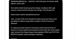 Harus Tag 3 Teman di IG, Postingan Permintaan Maaf Dema UIN Raden Mas Said Surakarta Panen Hujatan (Sumber : Twitter/@mazzini_gsp)