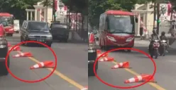 Traffic Cone Meleyot di Jalan Sultan Agung Semarang Bukan karena Cuaca Panas