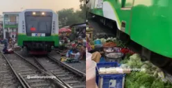 Mepet Rel Kereta Api, Situasi Pasar Surabaya Ini Bikin Warganet Ingat Vietnam