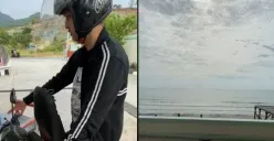 Pom bensin dengan pemandangan laut (Sumber : TikTok/@18haddad)