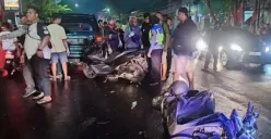Seorang pemotor tewas tertabrak mobil Toyota Kijang dalam kecelakaan yang terjadi di Jalan Brigjen Katamso, Semarang Timur, Kamis 14 September 2023 malam. (Sumber : Instagram @beritasemaranghariini)