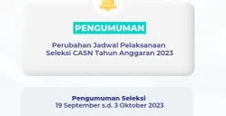 Jadwal CPNS 2023 mundur dari jadwal sebelumnya, pendaftaran seleksi CASN 2023 berubah ke 20 September 2023. (Sumber : BKN)