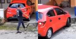 Viral Video Mobil Dibawa Kabur Orang Lewat saat Sedang Dipanaskan di Garasi Rumah (Sumber : Twitter/@kegblgnunfaedah)