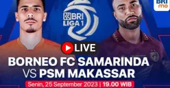 SIARAN LANGSUNG Indosiar: Borneo FC vs PSM Makassar BRI Liga 1 Malam Ini (Sumber : Vidio.com)