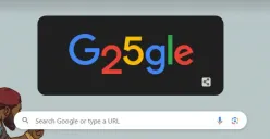 Google Doodle tampil dengan angka 25, rayakan ulang tahun Google yang ke-25 tahun (Sumber : google.com)