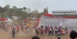 Gelaran UMKM Pesona Gedawang di Lapangan Gedawang pada Minggu 1 Oktober 2023 sore kena terjangan angin puting beliung. (Sumber : Instagram @infokejadian_semarang)