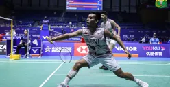 Pram/Yere kalah dari wakil Malaysia di perempat final Arctic Open 2023. Keduanya disebut sedang ngambekan karena terlihat saling diam selama pertandingan, Jumat 13 Oktober 2023. (Sumber : PBSI)