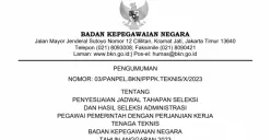 Kabar baik untuk pelamar PPPK Teknis 2023 di BKN, hasil seleksi administrasi sudah bisa diakses melalui https://s.id/HasilSeleksiAdministrasiBKN mulai Senin 16 Oktober 2023. (Sumber : BKN)