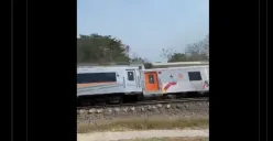 Beredar video detik-detik Kereta Api Argo Semeru yang anjlok diserempet KA Argo Wilis, Selasa, 17 Oktober 2023. (Twitter)
