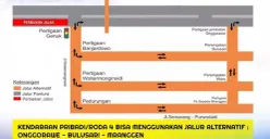 Info jalur alternatif di Jalan Pantura Demak-Semarang, tepatnya di Jalan Kaligawe untuk arah Demak ke Semarang, (Sumber : Satlantas Polres Demak)
