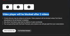 Youtube blokir pemutaran video bagi pengguna yang ketahuan gunakan Ad Blockers. (Sumber : Gizchina)