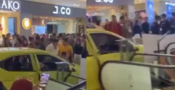 Insiden tabrakan terjadi di dalam Mall Paragon Semarang, mobil pameran menabrak para pengunjung mall hingga 2 eskalator sampai pecah, Sabtu 4 November 2023 malam. (Sumber : Instagram @portalsemarang)