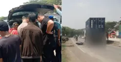 Kecelakaan maut melibatkan truk kontainer dan motor terjadi di Jalan Arteri Yos Sudarso, Tawangsari, Semarang Barat, Selasa 7 November 2023 pagi. (Sumber : Instagram @kejadianseputarsemarang)