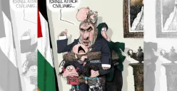 Kartun berjudul Human Shields di Washington Post karya Michael Ramirez. (Sumber : X/DaliaHatuqa)