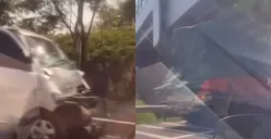 Kecelakaan di tol Ungaran, Semarang (Sumber : Instagram/@infokejadian_semarang)