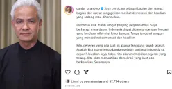 Ganjar utarakan tanggapannya soal putusan MKMK melalui media sosial. (Sumber : Instagram/ganjar_pranowo)