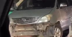 Terjadi kecelakaan di Jalan Majapahit Kota Semarang pada Minggu malam, kecelakaan tunggal yang melibatkan sebuah mobil Toyota Innova menabrak median jalan, Minggu 12 November 2023 malam. (Sumber : Instagram @kejadiansmg)