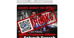 Kemenkominfo menandai kabar pemasangan baliho Prabowo-Gibran oleh Polisi sebagai hoaks. (Sumber : Kemenkominfo)