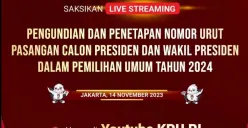 Anda dapat memilih salah satu dari 3 link live streaming pengundian nomor urut Capres Cawapres 2024 di artikel ini.