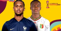 Pertarungan sengit antara Timnas Prancis U-17 dan Timnas Mali U-17 dalam babak semifinal Piala Dunia U-17 2023. (Sumber : vidio.com)
