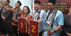 Calon Wali Kota Semarang Nomor Urut 1 pasangan Agustin-Iswar dan Nomor Urut 2 Yoyok-Joko Santoso. 
 (Sumber:  | Foto: Sakti)