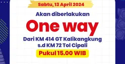 One Way GT Kalikangkung Tol Batang-Semarang hingga KM 72 Jalan Tol Cipali Diberlakukan Sejak 15.00 WIB Hari Ini