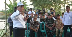 Menteri Pertanian Andi Amran Sulaiman didampingi Sekretaris Daerah Provinsi Jawa Tengah, Sumarno meninjau areal pertanian terdampak banjir di Kendal.